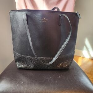 kate spade black glitter-accent tote